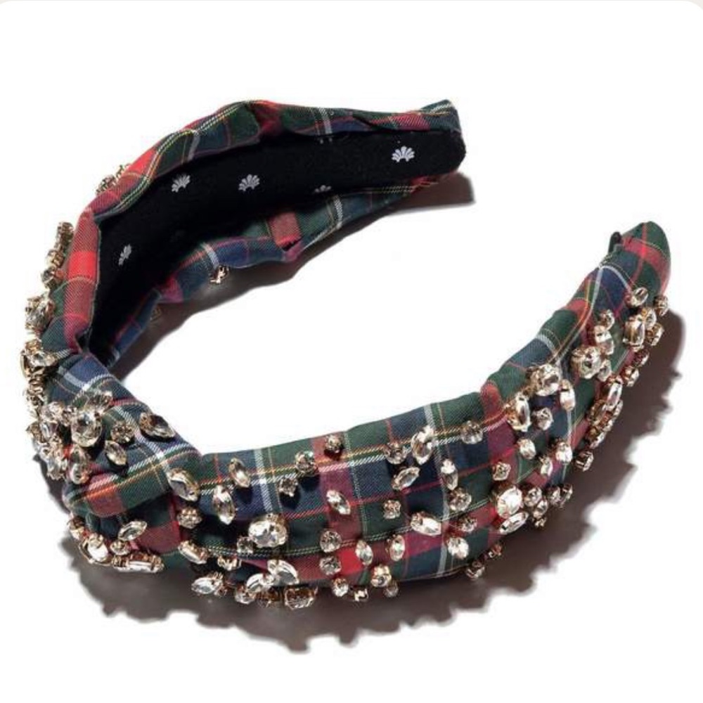 *ISO* Lele Sadoughi HOLIDAY PLAID MIXED SHAPE CRYSTAL KNOTTED HEADBAND - Picture 1 of 3